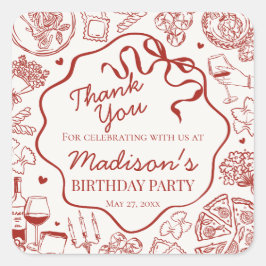 Italian Pasta Holy Cannoli Birthday Party Favor Vierkante Sticker