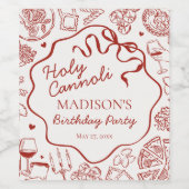 Italian Pasta Holy Cannoli Birthday Party Wijn Etiket (Enkel label)