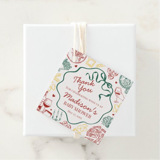 Italian Pasta Special Delivery Baby Shower Bedankjes Labels (In situ)