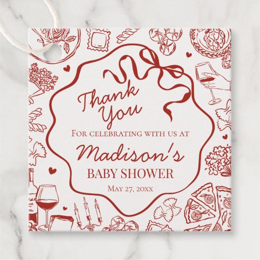 Italian Pasta Special Delivery Baby Shower Bedankjes Labels (Voorkant)