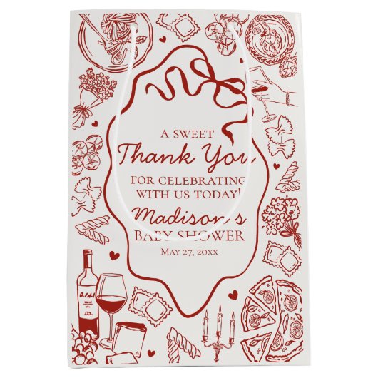 Italian Pasta Special Delivery Baby Shower Favor Medium Cadeauzakje (Voorkant)