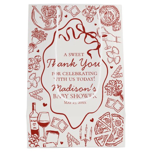 Italian Pasta Special Delivery Baby Shower Favor Medium Cadeauzakje (Achterkant)