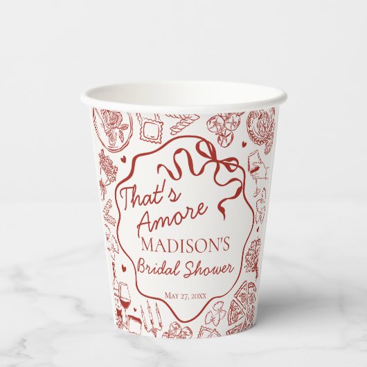 Italian Pasta Thats Amore Bridal Shower Papieren Bekers (Achterkant)