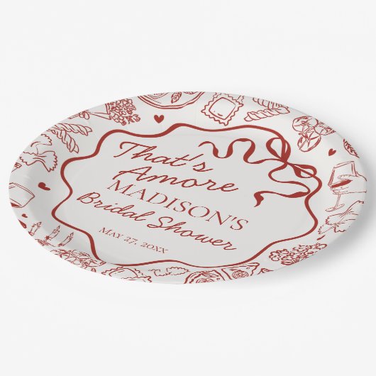 Italian Pasta Thats Amore Bridal Shower Papieren Bordje (Gekanteld)