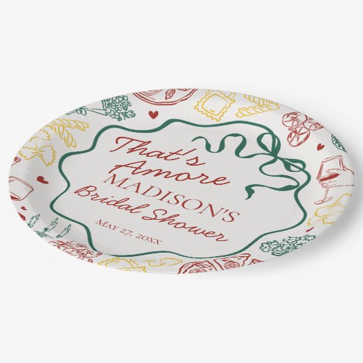 Italian Pasta Thats Amore Bridal Shower Papieren Bordje (Gekanteld)