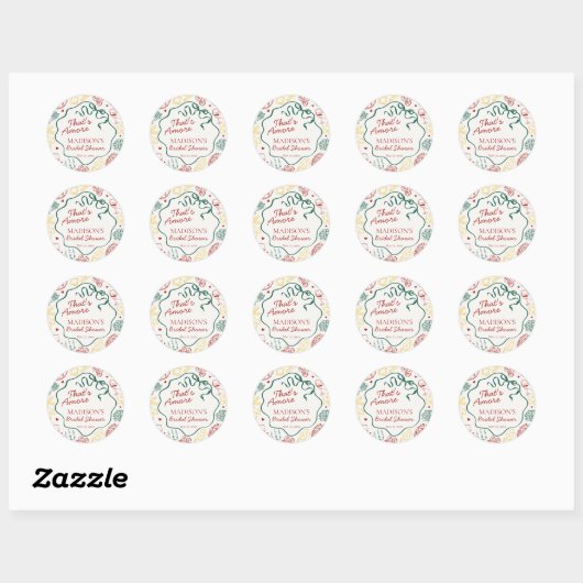 Italian Pasta Thats Amore Bridal Shower Seal Ronde Sticker (Vel)