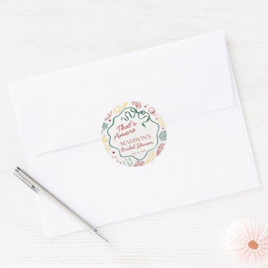 Italian Pasta Thats Amore Bridal Shower Seal Ronde Sticker (Envelop)