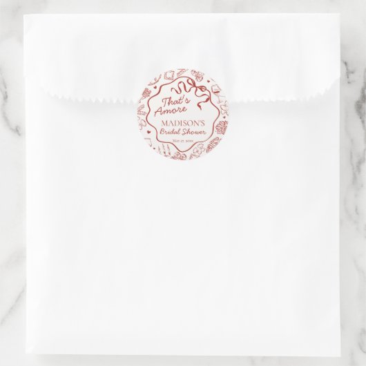Italian Pasta Thats Amore Bridal Shower Seal Ronde Sticker (Tas)