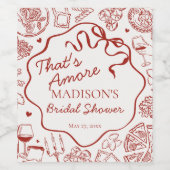 Italian Pasta Thats Amore Bridal Shower Wijn Etiket (Enkel label)