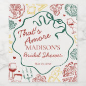Italian Pasta Thats Amore Bridal Shower Wijn Etiket (Enkel label)