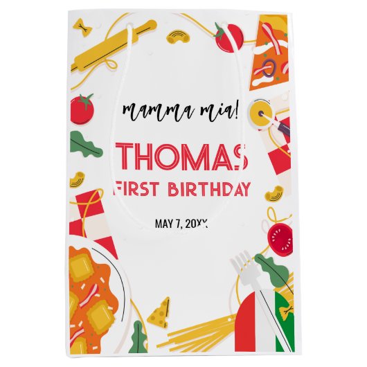 Italian Pizza Pasta Party Medium Cadeauzakje (Voorkant)