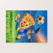 Italian pizza performing dramatic soccer bicycle k legpuzzel (Horizontaal)