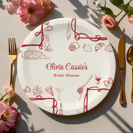 Italian Pizza Red Doodle Ciao Bella Bridal Shower  Papieren Bordje