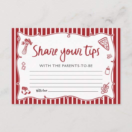 Italian Pizza Share Your Tips for The Parents Card Informatiekaartje (Voorkant)