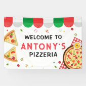 Italian Pizzeria Party Birthday backdrop Spandoek (Horizontaal)