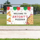 Italian Pizzeria Party Birthday backdrop Spandoek (Insitu)