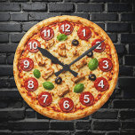Italian Pizzeria Pizza Kitchen or Restaurant Round Ronde Klok<br><div class="desc">Bring the warm,  inviting atmosphere of an authentic Italian kitchen into your space with this Italian Pizzeria Pizza Kitchen or Restaurant Round Large Clock. Inspired by classic Italian pizzerias,  this stylish wall clock adds a delicious touch of culinary charm to any kitchen,  dining area,  café,  or restaurant.</div>