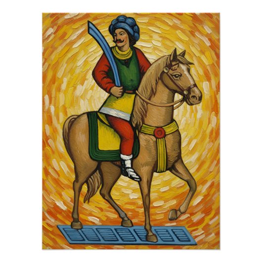 Italian Playing Cards - Cavalier of Swords, Scopa Perfect Poster (Voorkant)