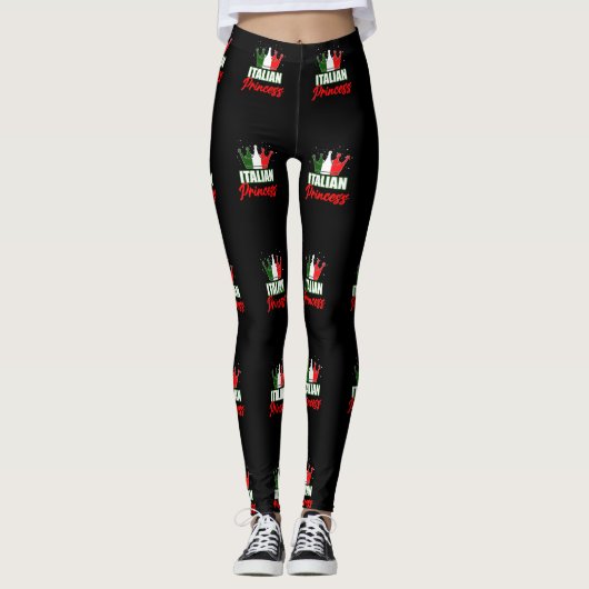 Italian Princess Italy Flag Crown Leggings (Voorkant)