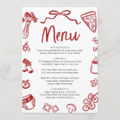 Italian Red Hand Drawn Pizza Pasta Baby Shower Menu (Voorkant)
