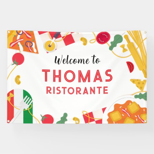 Italian Ristorante Party Birthday backdrop Spandoek (Horizontaal)