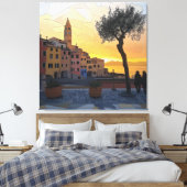 Italian Riviera Sunset Art - Canvas Print (Insitu (Slaapkamer))
