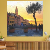 Italian Riviera Sunset Art - Canvas Print (Insitu (Woonkamer))