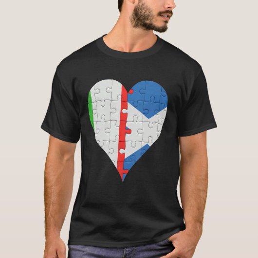 Italian Scottish Flag Heart T-shirt (Voorkant)