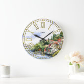 Italian Seacoast Watercolor Your Text Grote Klok (Huis)