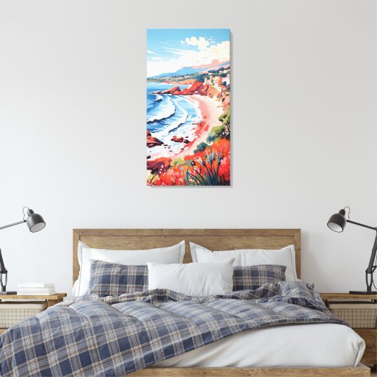 Italian Seaside Village Canvas Wall Art Afdruk (Insitu (Slaapkamer))