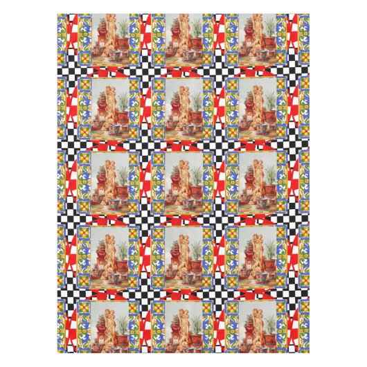 Italian,Sicilian art,maiolica,tiles,baroque art   Tafelkleed (Voorkant)