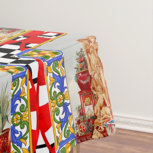 Italian,Sicilian art,maiolica,tiles,baroque art   Tafelkleed (Voorbeeld)