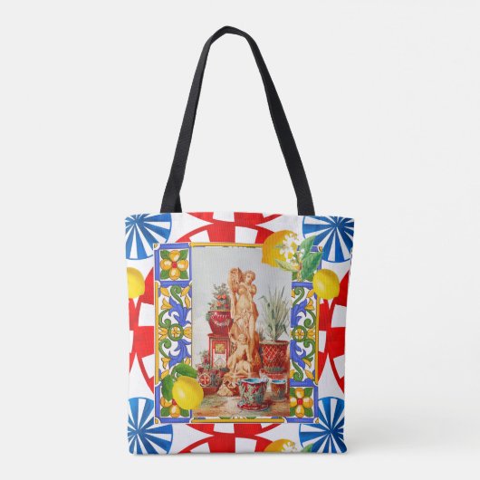 Italian,Sicilian art,maiolica,tiles,baroque art   Tote Bag (Achterkant)