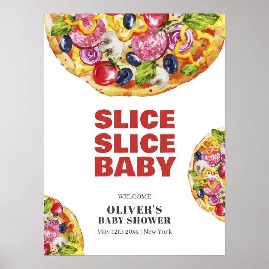 Italian Slice Pizza Baby shower Welkom Poster (Voorkant)