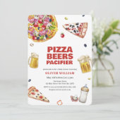 Italian Slice Pizza Beer Pacifier Baby shower Kaart (Staand voorkant)