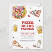 Italian Slice Pizza Beer Pacifier Baby shower Kaart (Voorkant)
