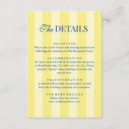 Italian Striped Blue & Yellow Wedding Details Informatiekaartje