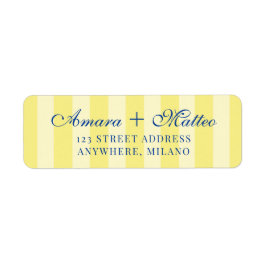 Italian Striped Blue Yellow Wedding Return Address Etiket