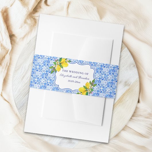 Italian Style Themed Mediterranean Tiles Wedding Uitnodigingen Wikkel