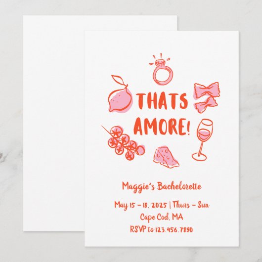 Italian Summer Bachelorette Invitation  Kaart (Voorkant / Achterkant)