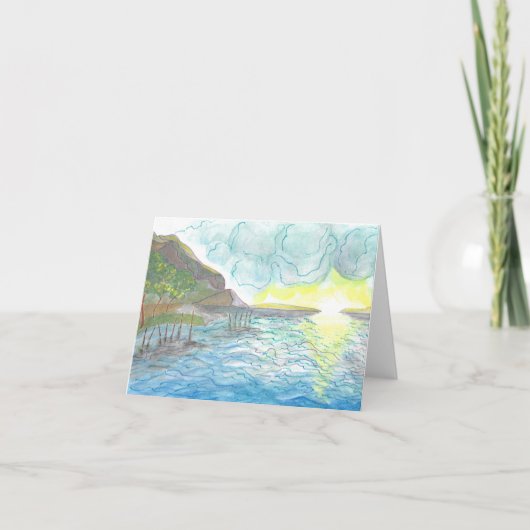 Italian Sunset Waterverf Gefeliciteerd Aankondigin Aankondiging (Voorkant)