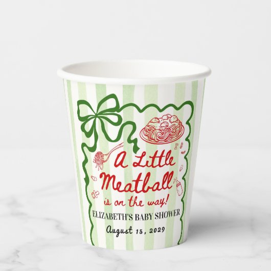 Italian Theme Baby Shower Green Bow Papieren Bekers (Voorkant)