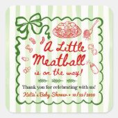 Italian Theme Baby Shower Green Bow Small Vierkante Sticker (Voorkant)