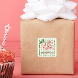 Italian Theme Baby Shower Green Bow Small Vierkante Sticker