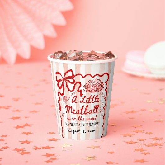 Italian Theme Baby Shower Red Bow Papieren Bekers (Insitu)