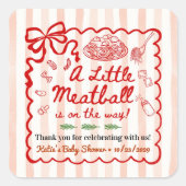 Italian Theme Baby Shower Red Bow Small Vierkante Sticker (Voorkant)