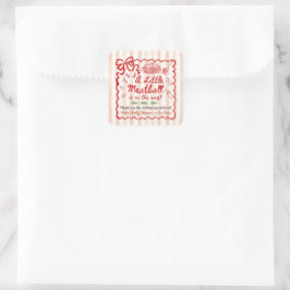 Italian Theme Baby Shower Red Bow Small Vierkante Sticker