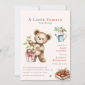 Italian Theme Teddy Bear Tomato Baby Shower QR Kaart (Voorkant)