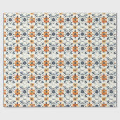 Italian Tile Gift Wrap, Terracotta Blue Pattern Cadeaupapier (Vlak)
