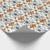 Italian Tile Gift Wrap, Terracotta Blue Pattern Cadeaupapier (Hoek)